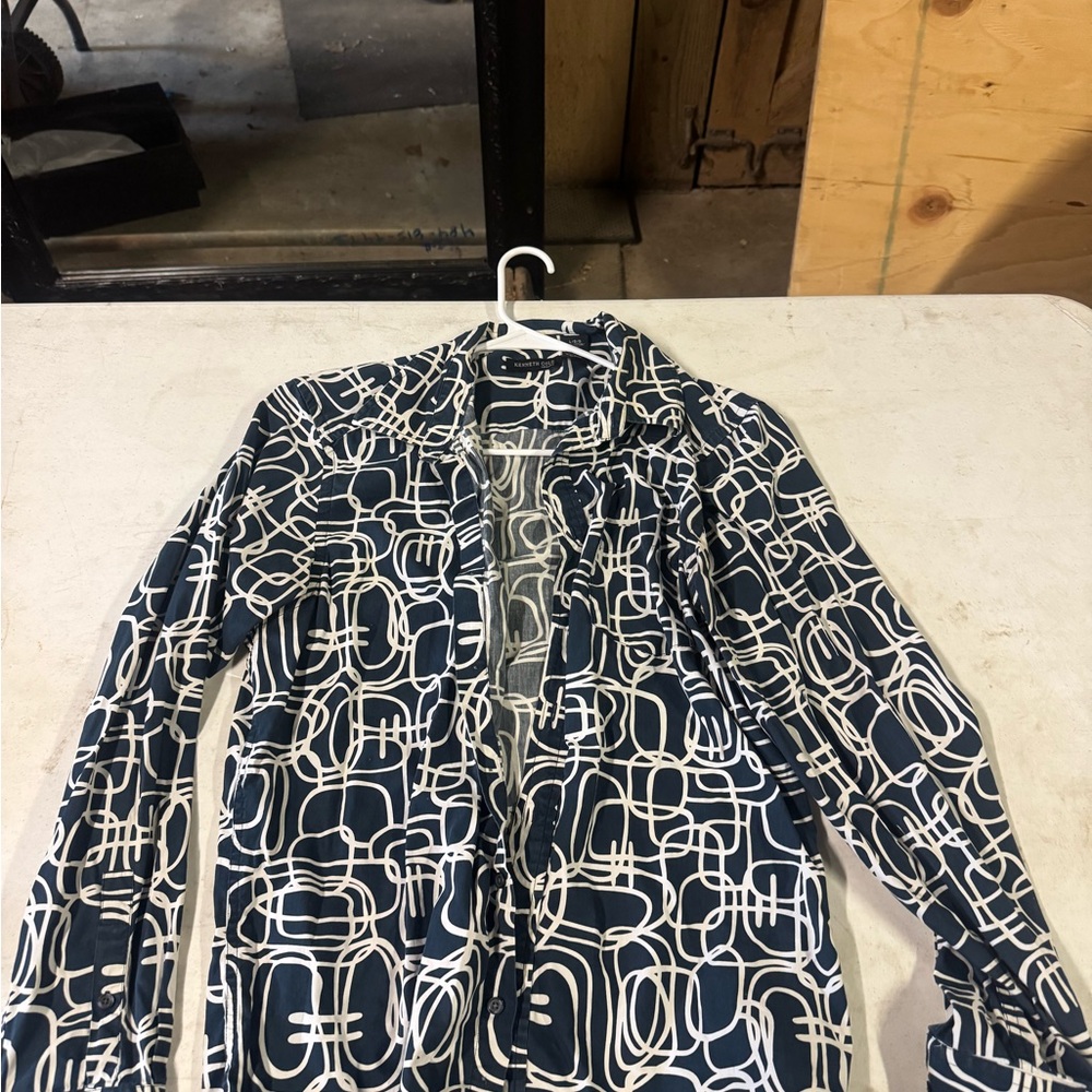 Kenneth Cole Navy and White Lightweight Shirt Jacket